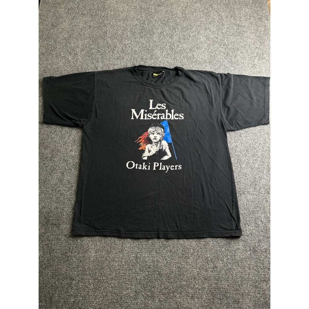 Men's Les Miserables Otaki Players Black Graphic T-Shirt, Size 5XL